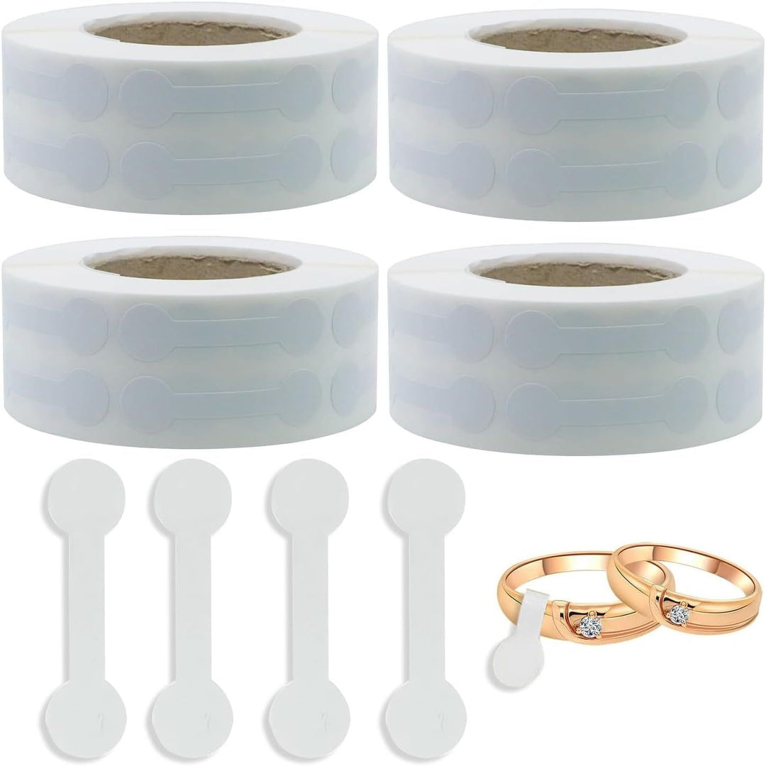 White self-adhesive jewellery price labels on four rolls, view 1