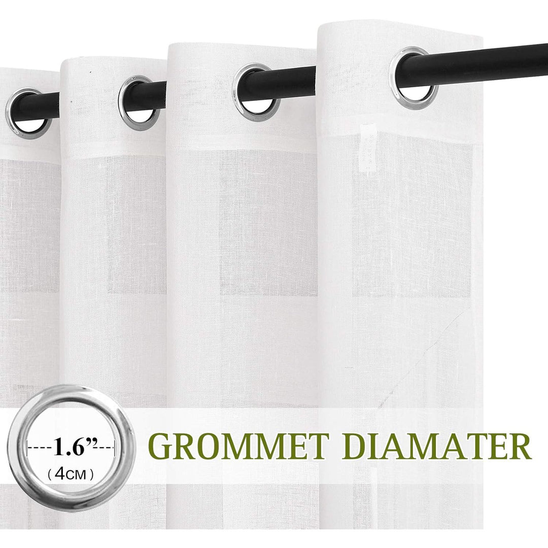White Linen-Blend Sheer Grommet Curtains, 52 x 96 in, 2 Panels - Just Closeouts Canada Inc.