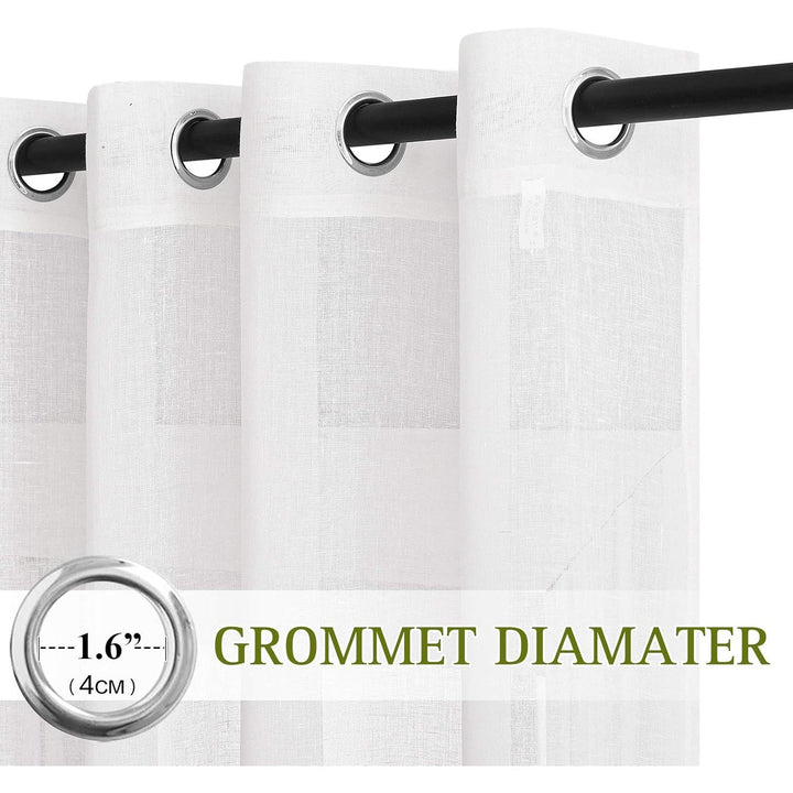 White Linen-Blend Sheer Grommet Curtains, 52 x 96 in, 2 Panels - Just Closeouts Canada Inc.