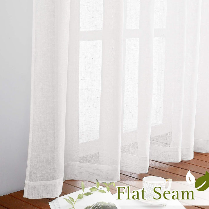 White Linen-Blend Sheer Grommet Curtains, 52 x 96 in, 2 Panels - Just Closeouts Canada Inc.