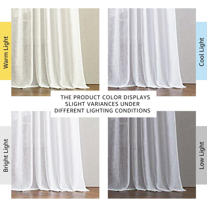 White Linen-Textured Semi-Sheer Rod-Pocket Curtains, 52 x 84 in, 2 Panels - Just Closeouts Canada Inc.