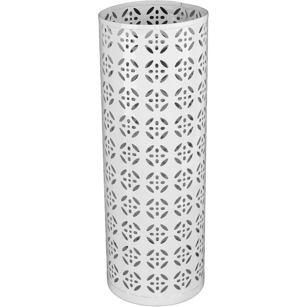 White Metal Umbrella Stand with Floral Cutouts - Just Closeouts Canada Inc.X004EDCCOH