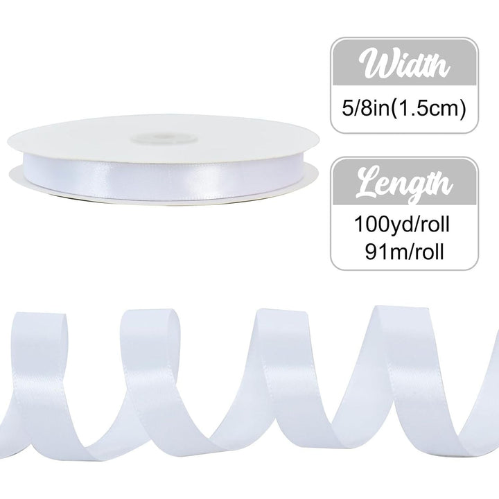 White Satin Ribbon – 5/8 Inch × 100 Yards - Just Closeouts Canada Inc.