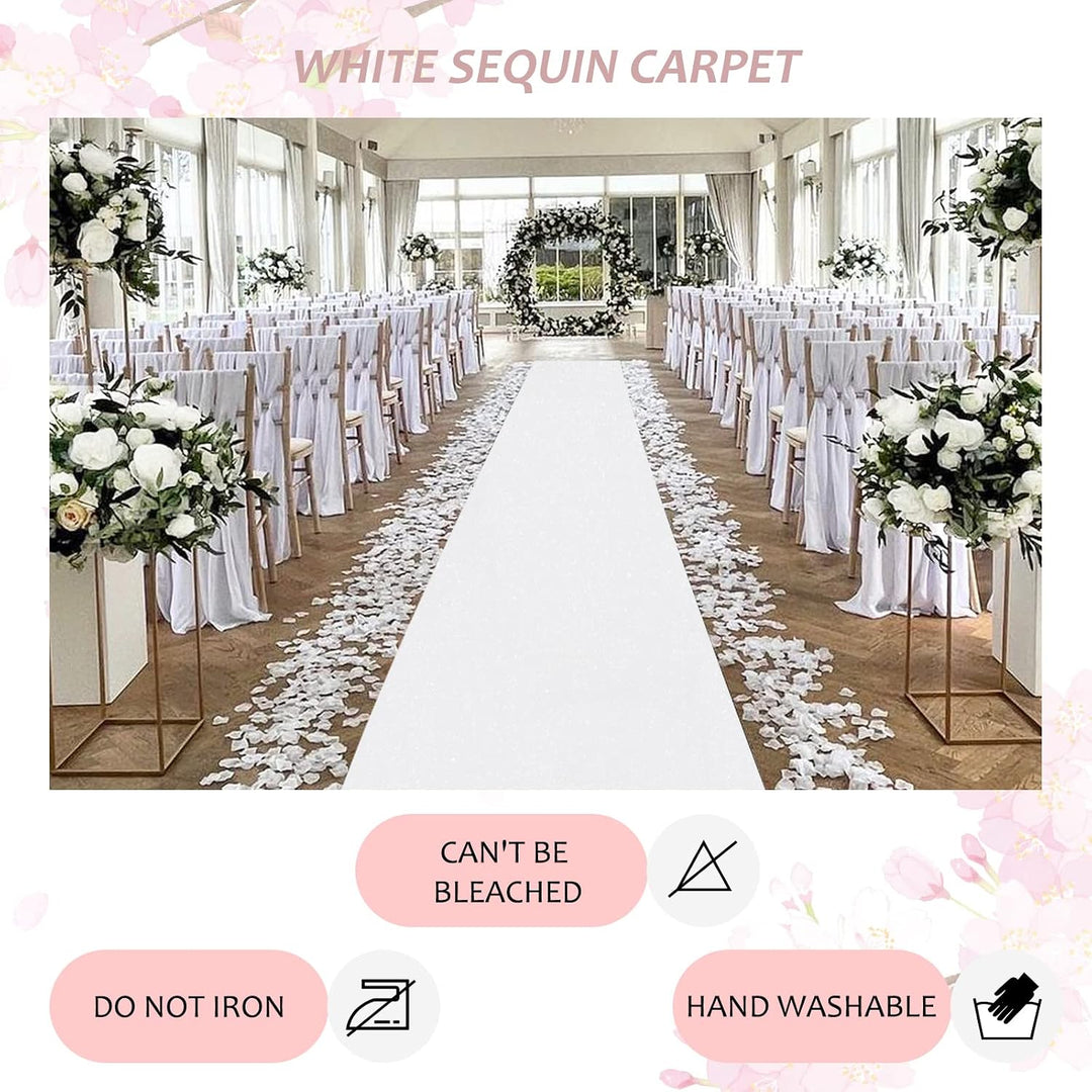 White Sequin Wedding Aisle Runner, 4 × 15 ft - Just Closeouts Canada Inc.X004PNP185