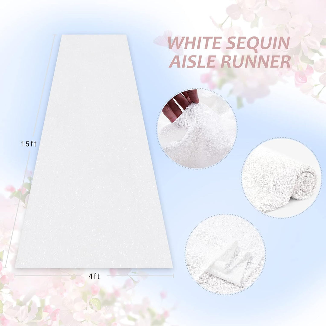 White Sequin Wedding Aisle Runner, 4 × 15 ft - Just Closeouts Canada Inc.X004PNP185