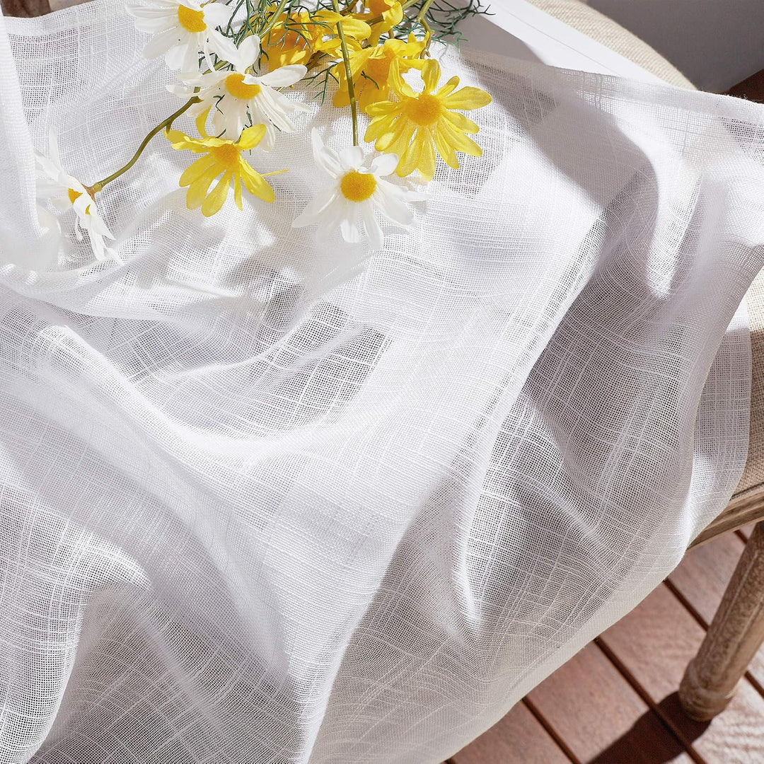 White Sheer Grommet Curtains, 70 x 95 in, Set of 2 - Just Closeouts Canada Inc.