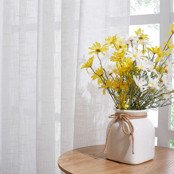White Sheer Grommet Curtains, 70 x 95 in, Set of 2 - Just Closeouts Canada Inc.