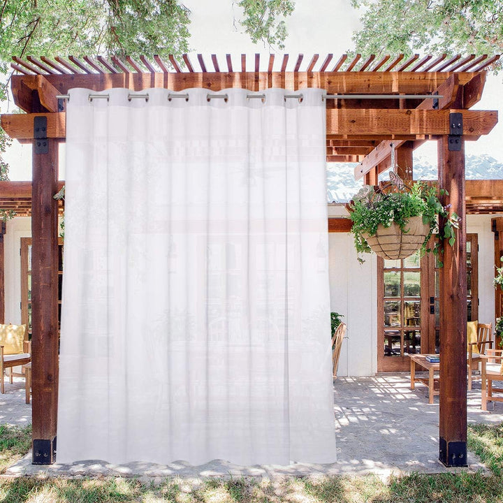 White Water-Repellent Outdoor Sheer Curtain, 100 x 96 in, 1 Panel - Just Closeouts Canada Inc.