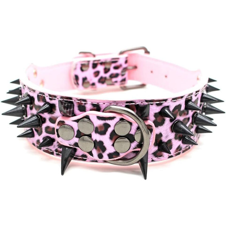 Wide Spiked PU Leather Dog Collar – Leopard, XL, 21–24 in - Just Closeouts Canada Inc.