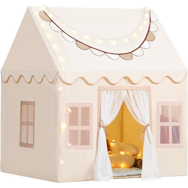 Wilwolfer Kids Tent with Mat, Star Lights, Banner - Tent for Kids Indoor Playhouse Toddler Tent Kids Play Tent for Ages 4 - 8 Girls Play Tent Playroom Furnitures - Just Closeouts Canada Inc.