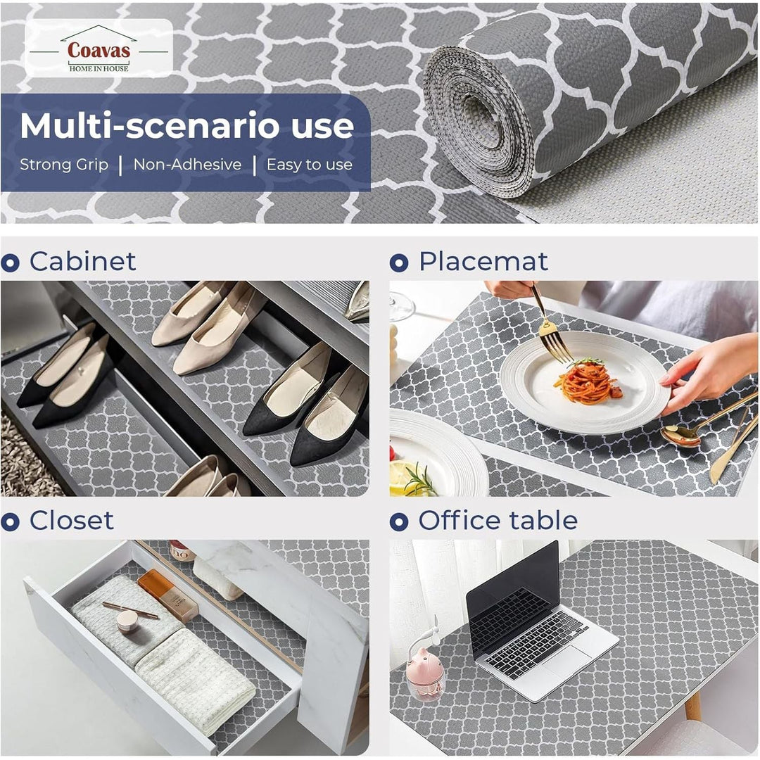 Windimiley Drawer Liner Shelf Liner Cabinet Liner Non Adhesive Waterproof Non Slip Shelf Liners for Kitchen Cabinets Cupboard Liners for Pantry Table Desk Dresser(24 in x 20 FT, Grey) - Just Closeouts Canada Inc.