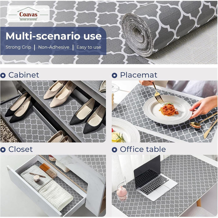Windimiley Drawer Liner Shelf Liner Cabinet Liner Non Adhesive Waterproof Non Slip Shelf Liners for Kitchen Cabinets Cupboard Liners for Pantry Table Desk Dresser(24 in x 20 FT, Grey) - Just Closeouts Canada Inc.