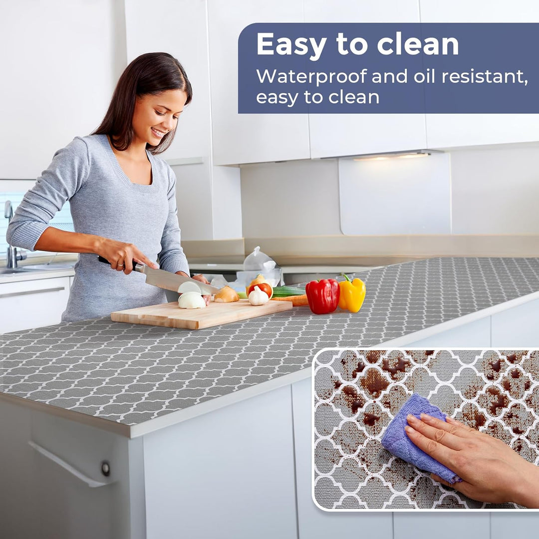 Windimiley Drawer Liner Shelf Liner Cabinet Liner Non Adhesive Waterproof Non Slip Shelf Liners for Kitchen Cabinets Cupboard Liners for Pantry Table Desk Dresser(24 in x 20 FT, Grey) - Just Closeouts Canada Inc.