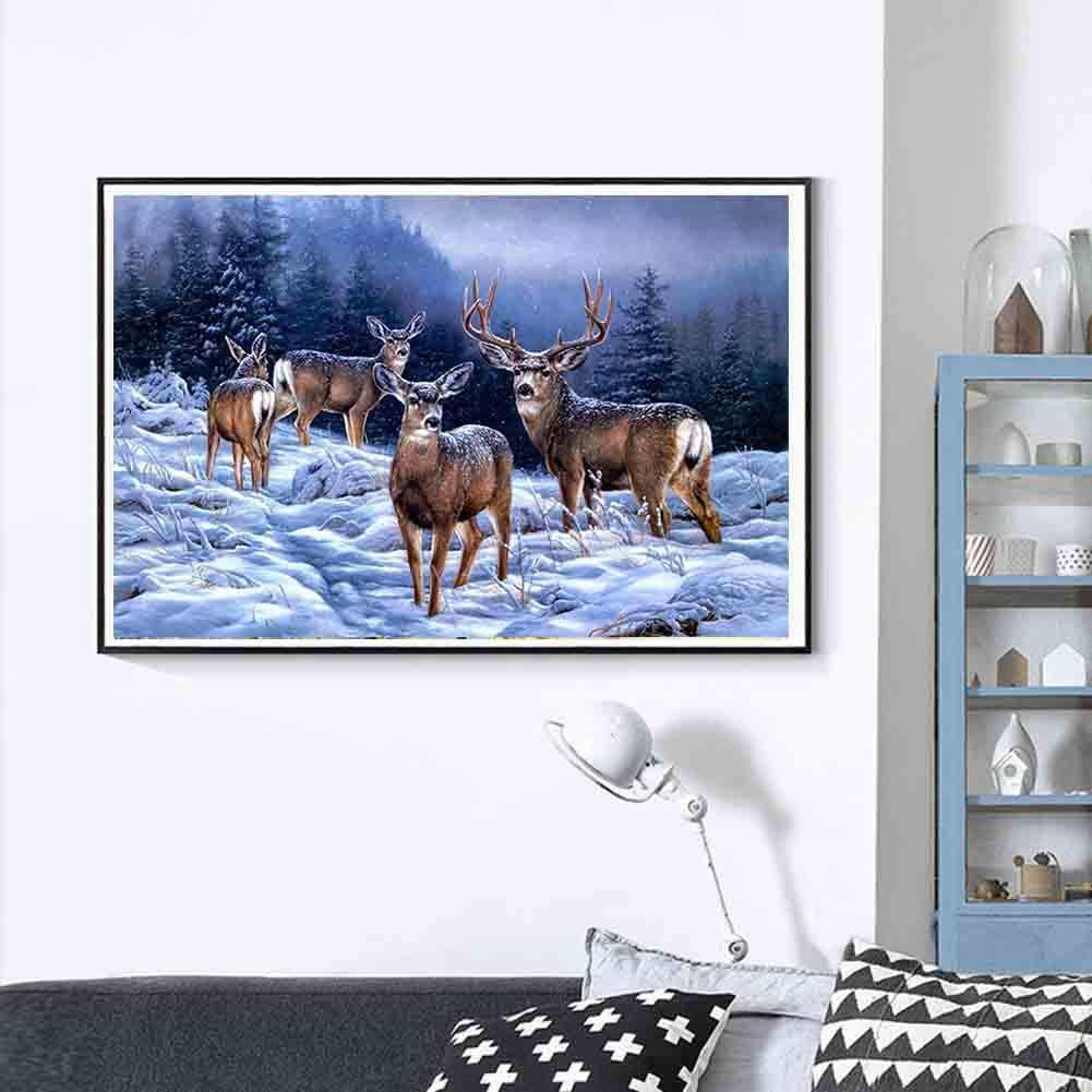 Winter Deer in Snow 5D Diamond Painting Kit, 30 x 40 cm - Just Closeouts Canada Inc.X002IBR82D