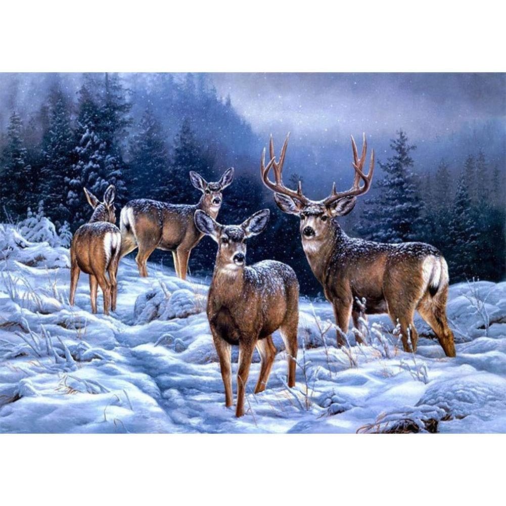 Winter Deer in Snow 5D Diamond Painting Kit, 30 x 40 cm - Just Closeouts Canada Inc.X002IBR82D