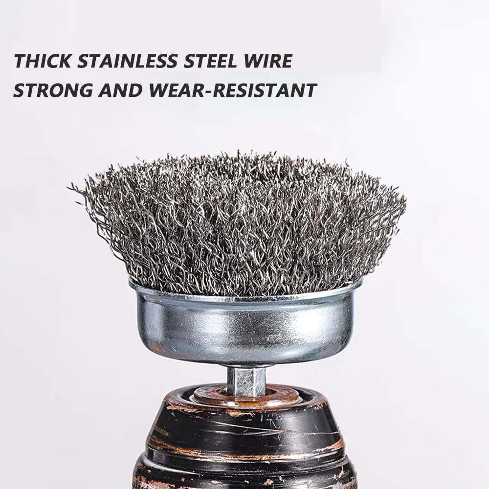 Wire Brush for Drill，5 Pack Carbon Steel Wire Wheel Brush, Cup Brush, Pen Brush Set for Cleaning Rust, Stripping and Abrasive for Drill 1/4 Inch Hex Shank - Just Closeouts Canada Inc.