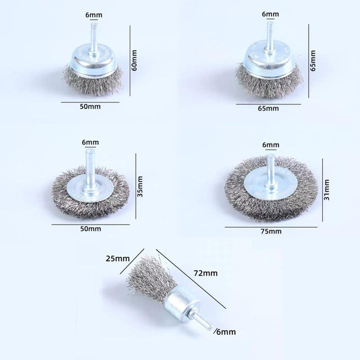 Wire Brush for Drill，5 Pack Carbon Steel Wire Wheel Brush, Cup Brush, Pen Brush Set for Cleaning Rust, Stripping and Abrasive for Drill 1/4 Inch Hex Shank - Just Closeouts Canada Inc.