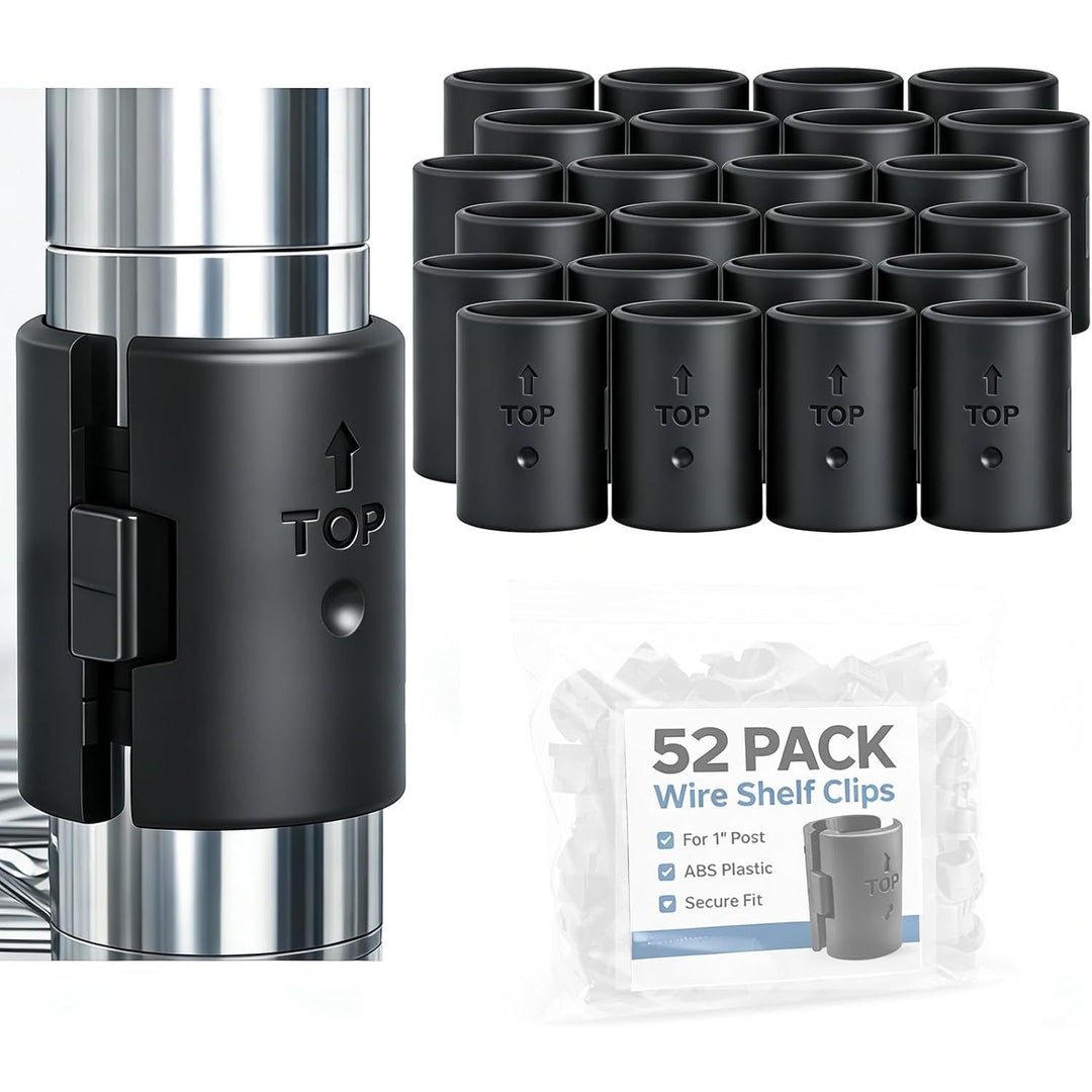 Wire Shelf Clips 52 Pcs Wire Shelving Shelf Lock Clips Plastic Shelf Supportsfor Wire Shelving Units for 1" Post - Wire Shelf Replacement Parts, Shelving Sleeves Replacements for Wire Shelving System - Just Closeouts Canada Inc.