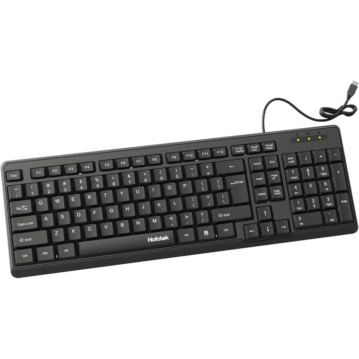 Wired Computer Keyboard, Full Size USB Quiet Keyboard with Number Pad,Slim Compact Soft Basic Laptop Keyboard for Windows PC Office Desktop (Black) - Just Closeouts Canada Inc.