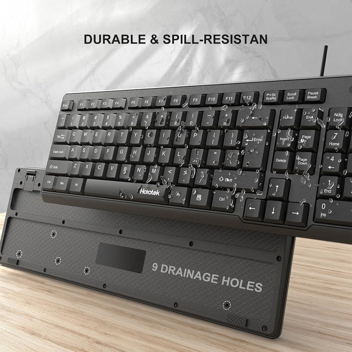 Wired Computer Keyboard, Full Size USB Quiet Keyboard with Number Pad,Slim Compact Soft Basic Laptop Keyboard for Windows PC Office Desktop (Black) - Just Closeouts Canada Inc.