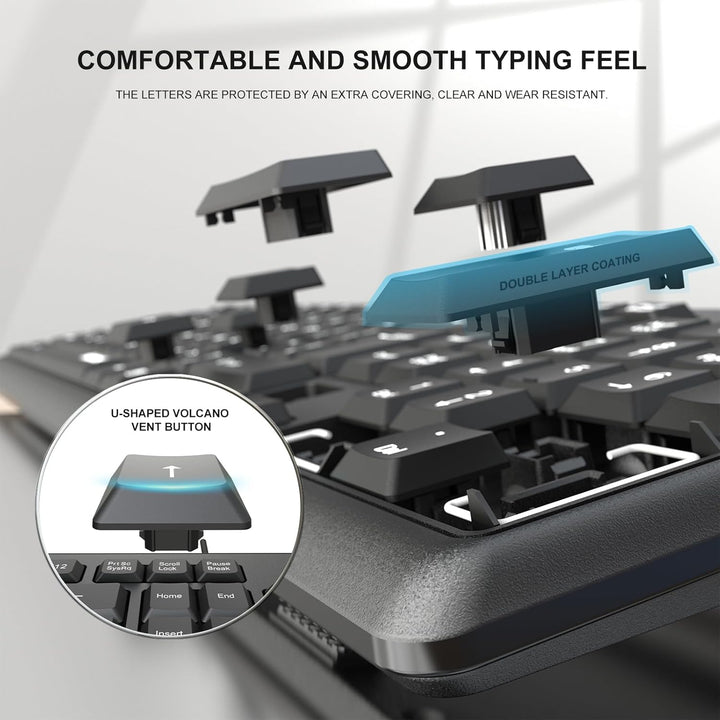 Wired Computer Keyboard, Full Size USB Quiet Keyboard with Number Pad,Slim Compact Soft Basic Laptop Keyboard for Windows PC Office Desktop (Black) - Just Closeouts Canada Inc.