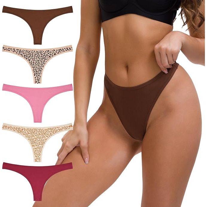 Women's Breathable Cotton Thongs Basic G-Strings T-Back Underwear 5-Pack L - Just Closeouts Canada Inc.X004OUGISB
