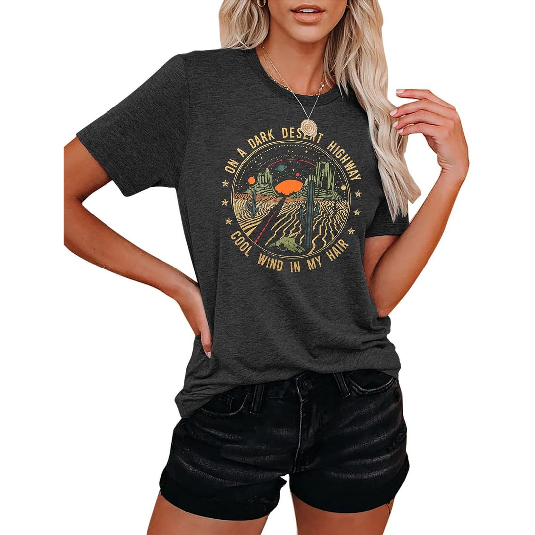 Women's Desert Highway Graphic T-Shirt, Grey, XL - Just Closeouts Canada Inc.X004XNXEQD