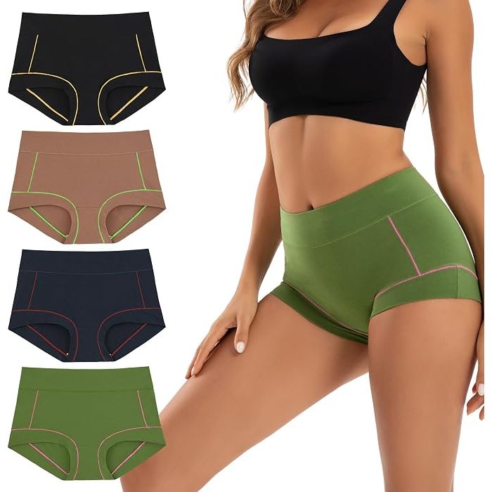 Women's High-Waist Cotton Boxer Shorts Comfortable Boyshorts Underwear 4-Pack Small - Just Closeouts Canada Inc.X004DPPRDJ