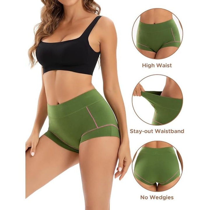 Women's High-Waist Cotton Boxer Shorts Comfortable Boyshorts Underwear 4-Pack Small - Just Closeouts Canada Inc.X004DPPRDJ