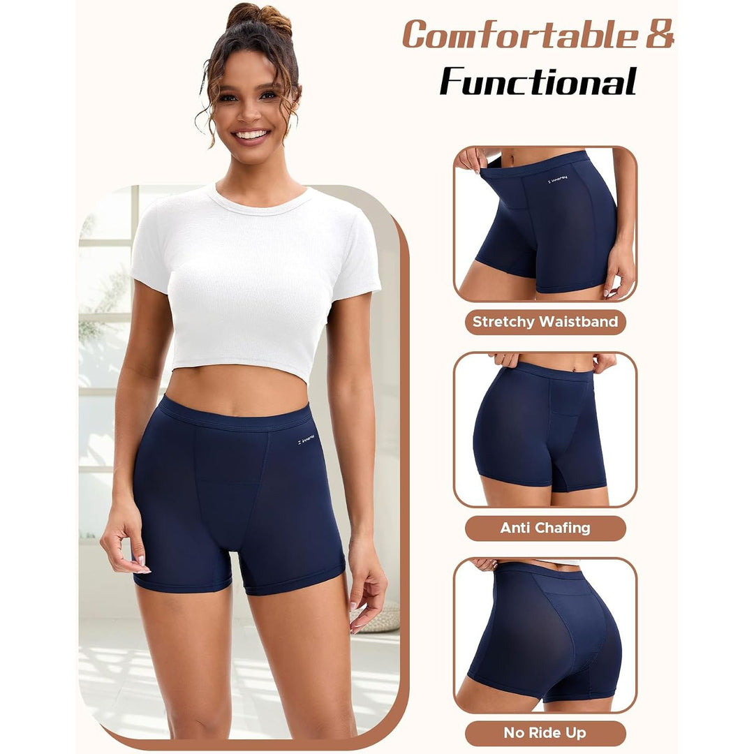 Women's High-Waisted Period Boyshorts, Cocoa, 3-Pack, Small - Just Closeouts Canada Inc.X004PE7HVD