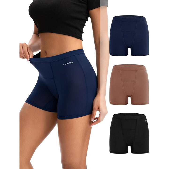Women's High-Waisted Period Boyshorts, Cocoa, 3-Pack, Small - Just Closeouts Canada Inc.X004PE7HVD