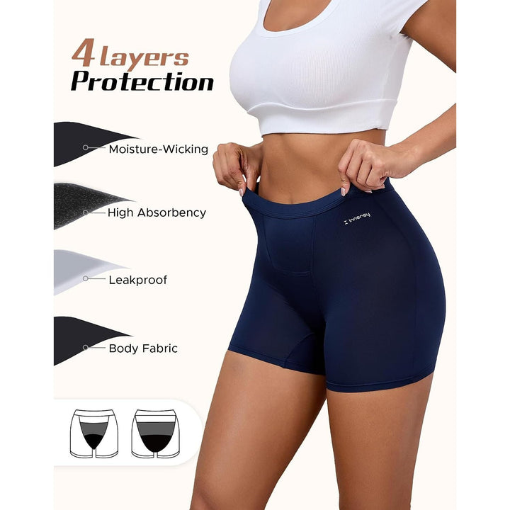 Women's High-Waisted Period Boyshorts, Cocoa, 3-Pack, Small - Just Closeouts Canada Inc.X004PE7HVD