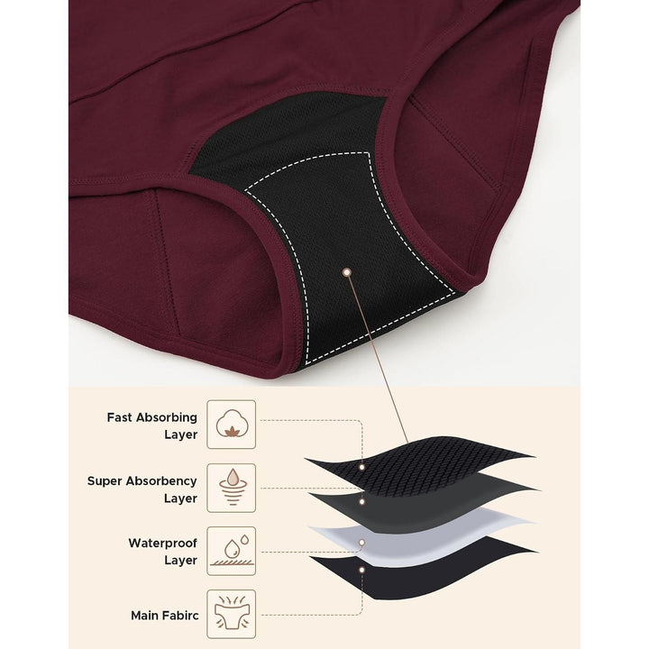 Women's High-Waisted Period Underwear, Vintage Dark, 3-Pack, Small - Just Closeouts Canada Inc.X004EDEYJX