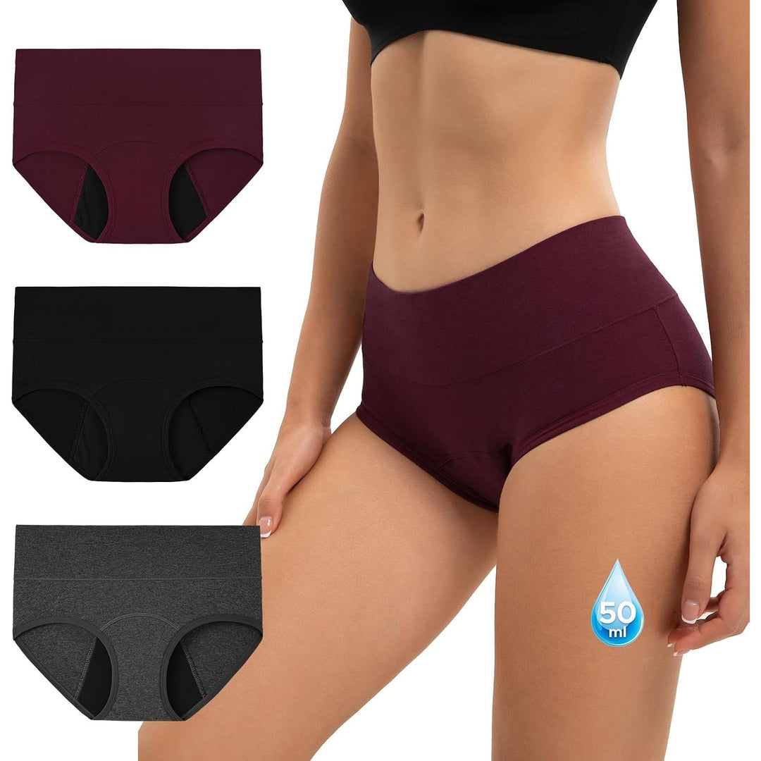 Women's High-Waisted Period Underwear, Vintage Dark, 3-Pack, Small - Just Closeouts Canada Inc.X004EDEYJX