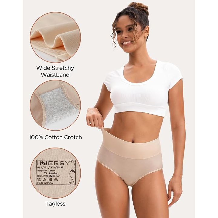 Womens High Waisted Underwear Cotton Plus Size Ladies Panties 5-Pack XL - Just Closeouts Canada Inc.X001R59VK3