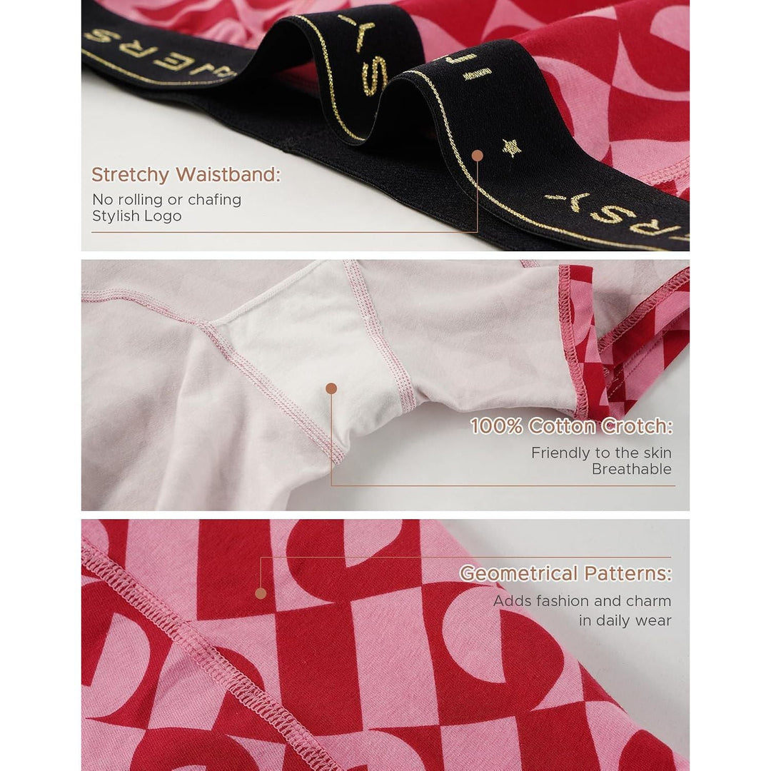 Women's Pink Check Cotton Boxer Briefs, 3-Pack, Large - Just Closeouts Canada Inc.X0042FS20Z