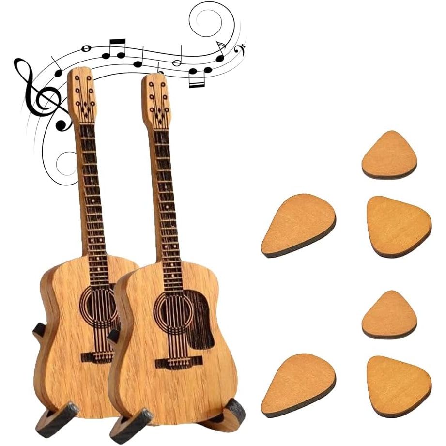 Wooden Mini Guitar Pick Holders with Stands, 2-Pack - Just Closeouts Canada Inc.X004J29N9P