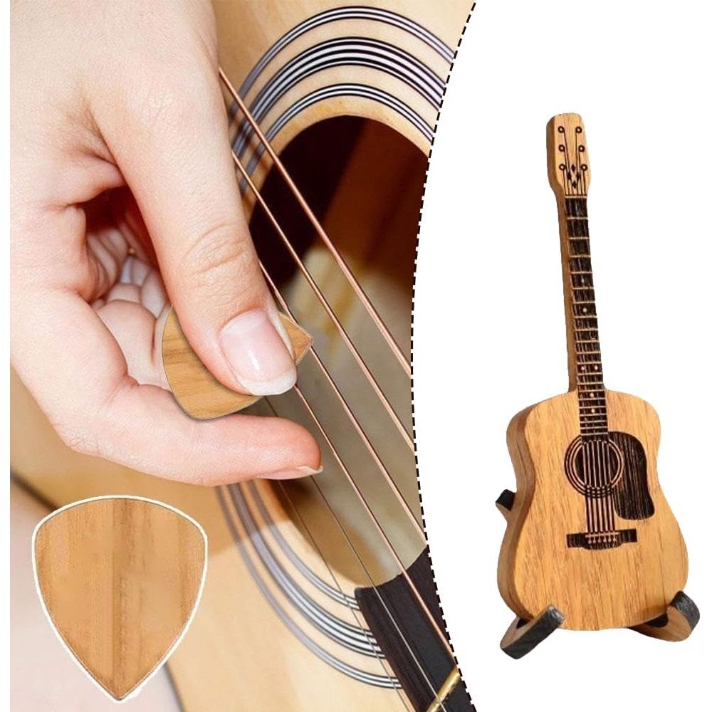 Wooden Mini Guitar Pick Holders with Stands, 2-Pack - Just Closeouts Canada Inc.X004J29N9P