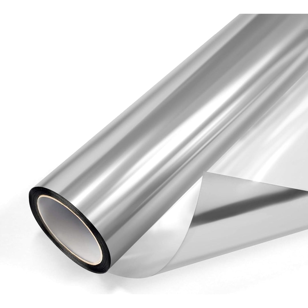 WPCTEV Window Film One Way Mirror Film Daytime Privacy Static Non - Adhesive Decorative Heat Control Anti UV Window Tint for Home and Office Silver 6 Mil 17.5 Inch x 6.5 Feet - Just Closeouts Canada Inc.