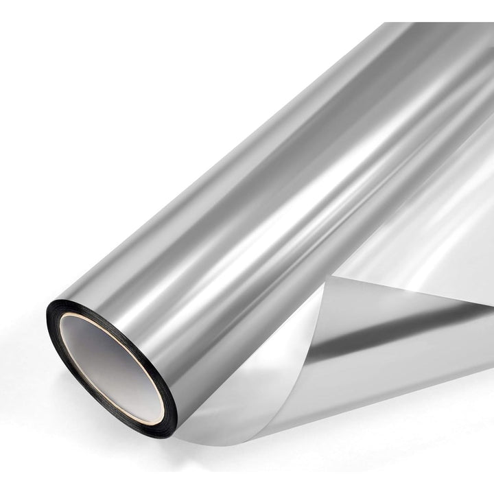 WPCTEV Window Film One Way Mirror Film Daytime Privacy Static Non - Adhesive Decorative Heat Control Anti UV Window Tint for Home and Office Silver 6 Mil 17.5 Inch x 6.5 Feet - Just Closeouts Canada Inc.