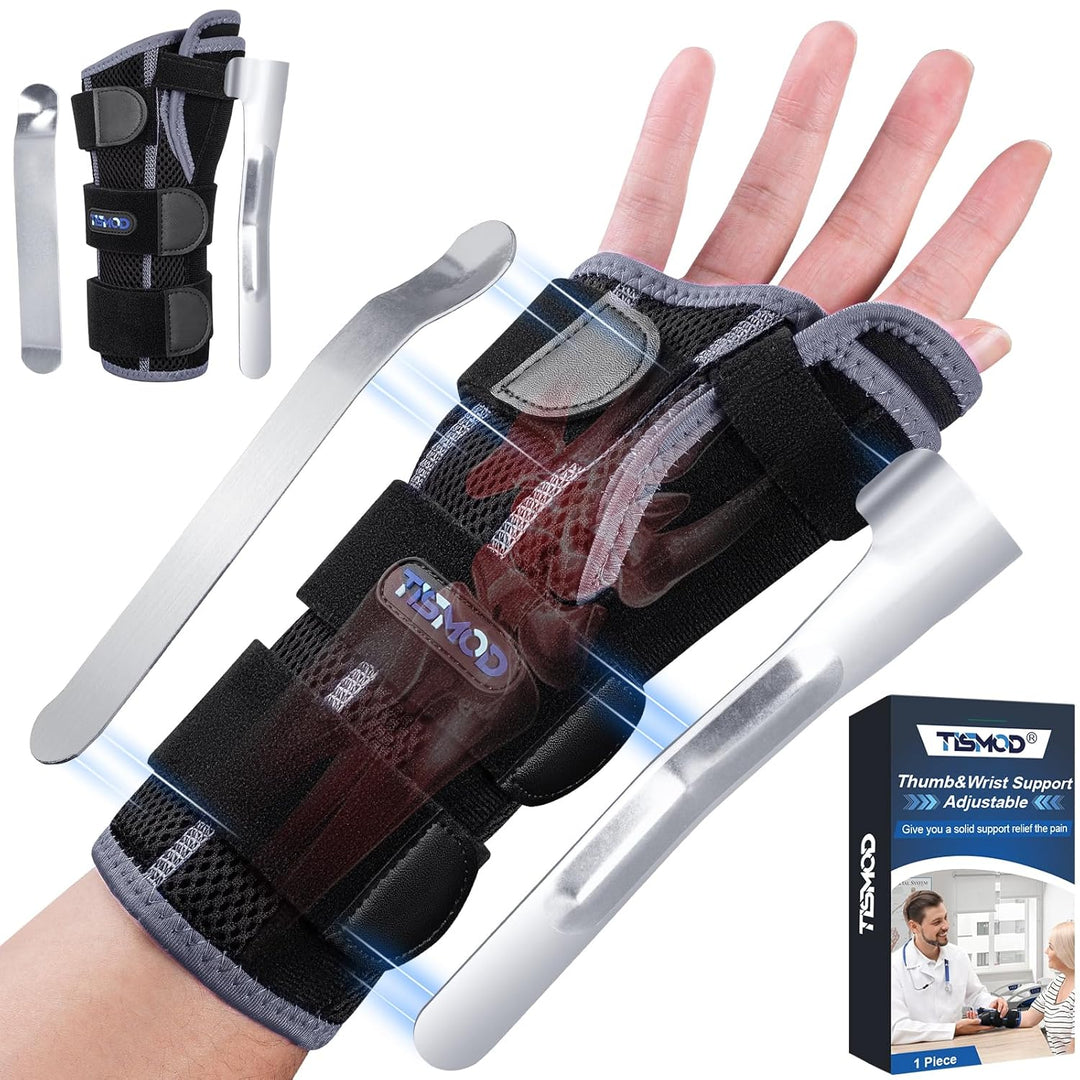 Wrist Brace Thumb Spica Splint Right Hand,Carpal Tunnel Wrist Brace Night Support for De Quervain's Tenosynovitis Brace,Thumb Brace Right Hand for Women/Men One Size Adjustable(Grey Left Hand) - Just Closeouts Canada Inc.X003W636Z1