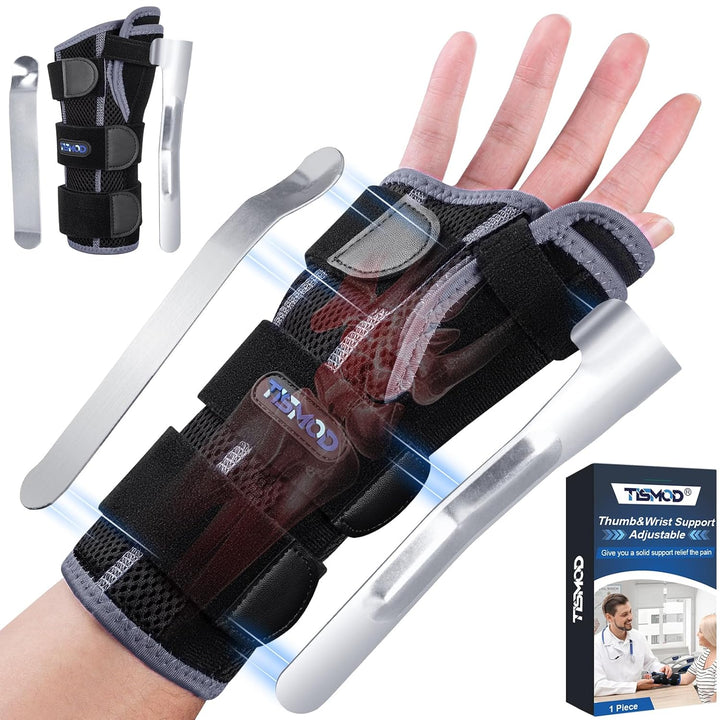 Wrist Brace Thumb Spica Splint Right Hand,Carpal Tunnel Wrist Brace Night Support for De Quervain's Tenosynovitis Brace,Thumb Brace Right Hand for Women/Men One Size Adjustable(Grey Left Hand) - Just Closeouts Canada Inc.X003W636Z1