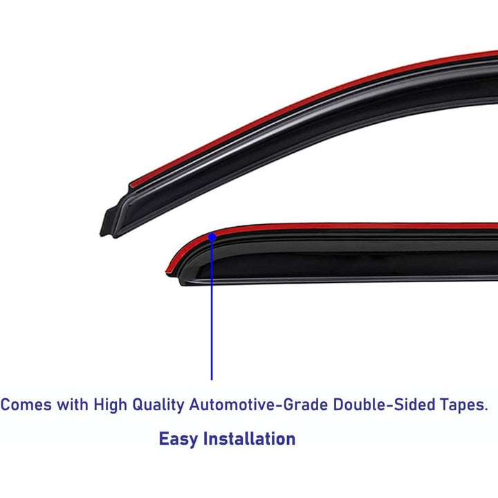 WV194109 In - Channel Window Deflector & Visor Rain Guard, Dark Smoke, 4 - Pieces Set, Fit 2009 - 2018 Dodge Ram 1500 Crew Cab, 2010 - 2024 Ram 2500 & 3500 Crew & Mega Cab, 2019 - 2023 Ram 1500 Classic Crew Cab - Just Closeouts Canada Inc.