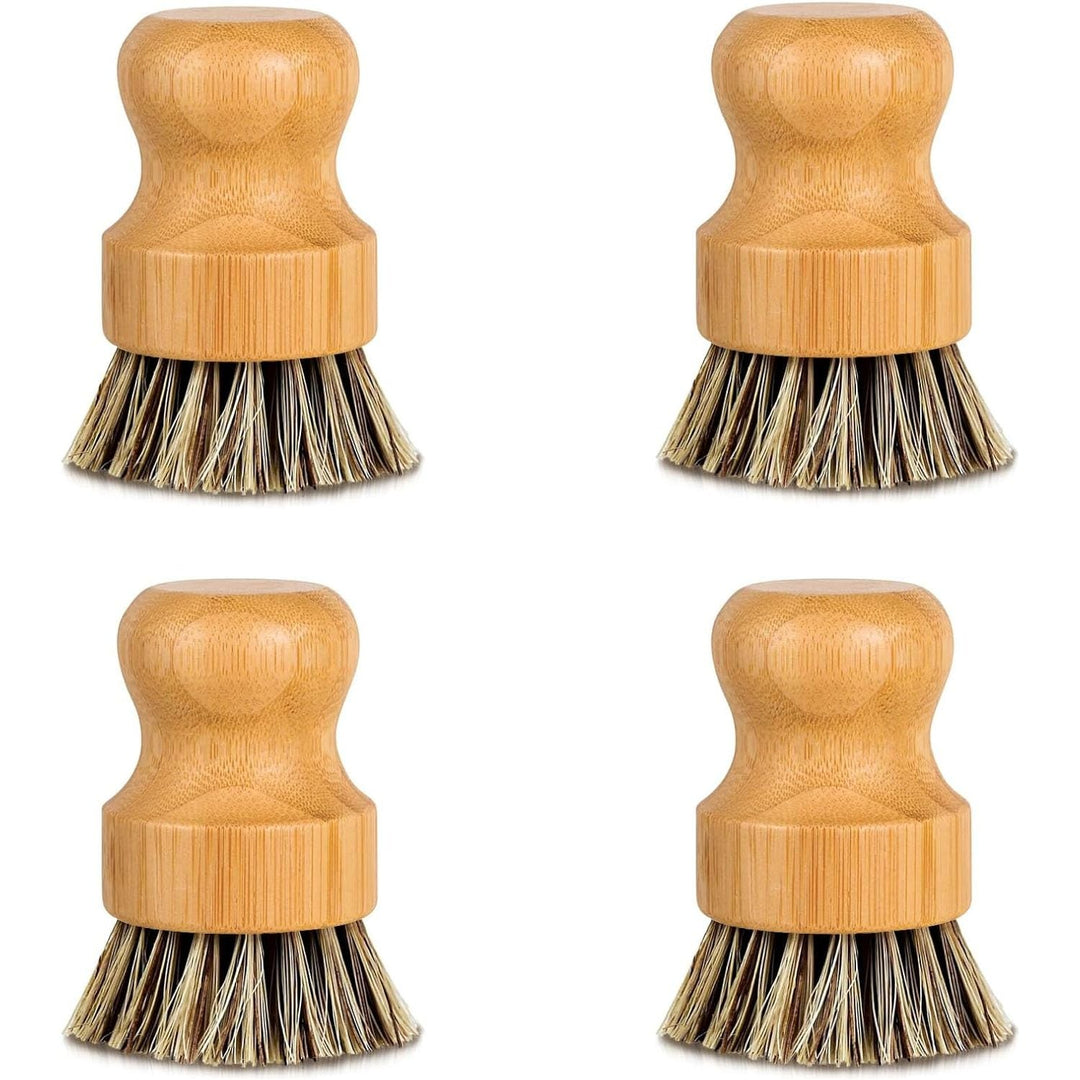 WVSAFV Natural Bamboo Brush, Harden Cleaning Brush, Vegetable Brush, Scrub Brush, Kitchen Dish Brush, Dish Scrubber for Cleaning Pans, Pots and Sink (4Pc Palm Bristles) - Just Closeouts Canada Inc.