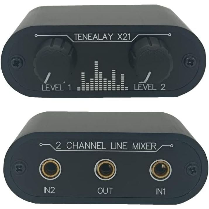 X21 2 Way Audio Mixer 3.5mm Unpowered Mixer, 2 to 1 Stereo Aux Line Levels Control Box - Just Closeouts Canada Inc.