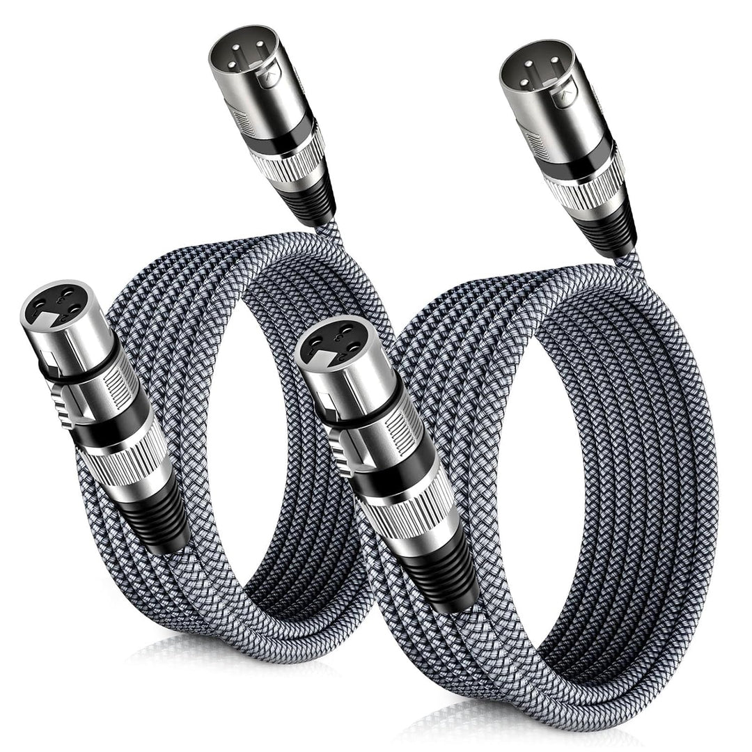 XLR Male to XLR Female Microphone Cable 16.5FT,2 Pack XLR Mic Cord,3-Pin Balanced Shielded XLR Wire for Microphone,Recording Studio,Amplifier,Audio Mixer,Speaker Systems,Karaoke,Podcast,Grey - Just Closeouts Canada Inc.X004DZZFXV