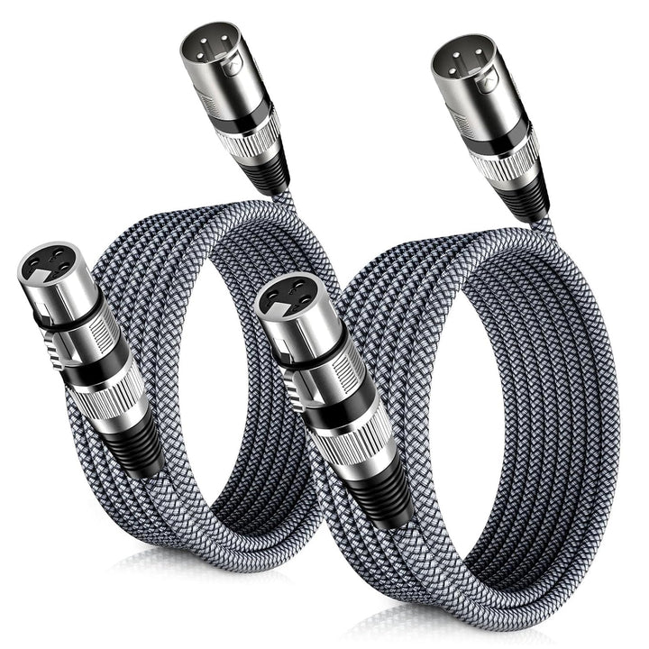 XLR Male to XLR Female Microphone Cable 16.5FT,2 Pack XLR Mic Cord,3-Pin Balanced Shielded XLR Wire for Microphone,Recording Studio,Amplifier,Audio Mixer,Speaker Systems,Karaoke,Podcast,Grey - Just Closeouts Canada Inc.X004DZZFXV