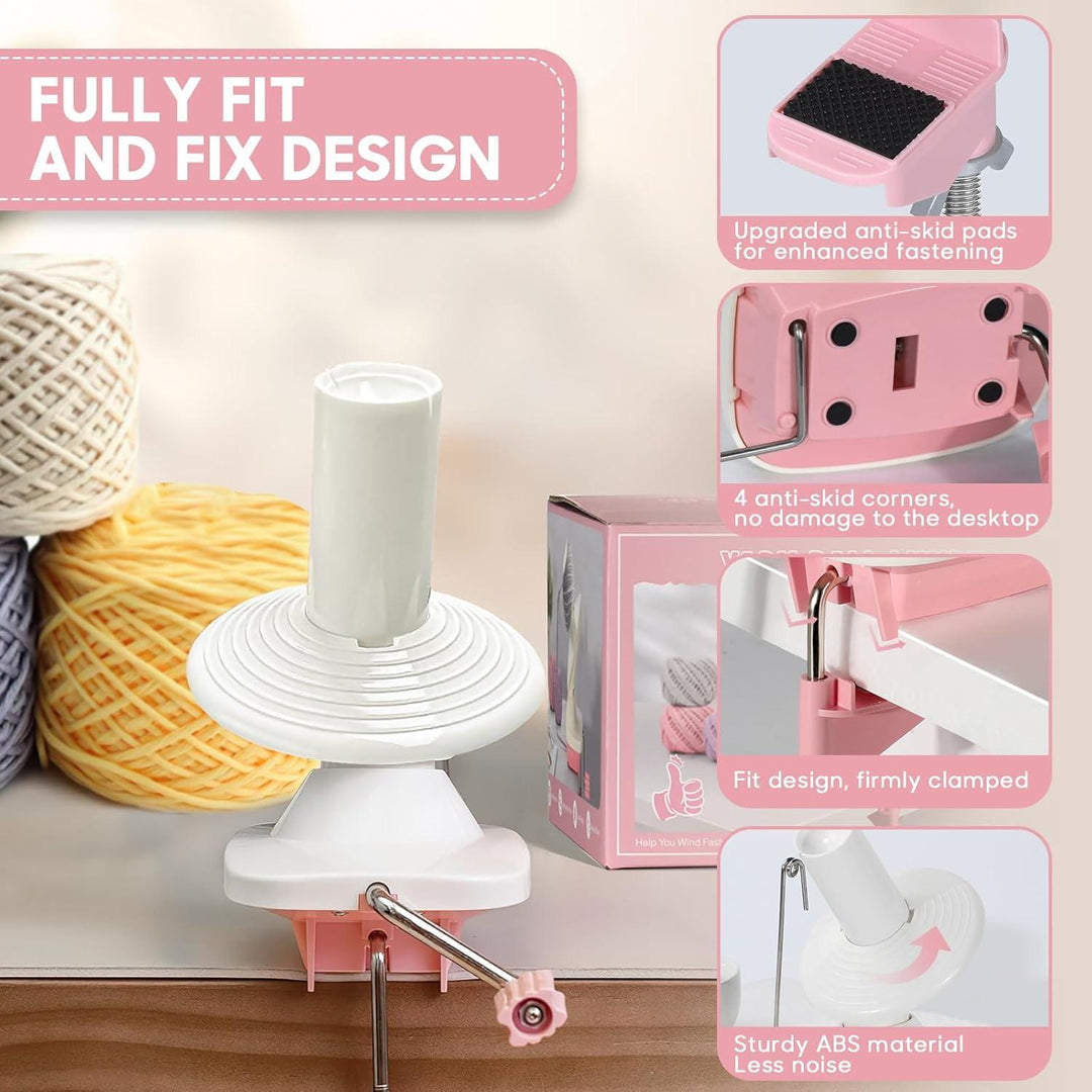 Yarn Winder for Crocheting, Anti - slip Yarn Ball Winder Efficiently Make Neat Yarn Cake, Yarn Cake Winder with Lower Noise for Fiber and Wool Thread Balls, Knitting Lover's Helper Gift (Pink) - Just Closeouts Canada Inc.