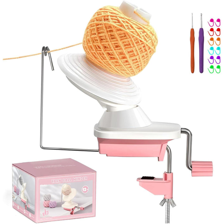 Yarn Winder for Crocheting, Anti - slip Yarn Ball Winder Efficiently Make Neat Yarn Cake, Yarn Cake Winder with Lower Noise for Fiber and Wool Thread Balls, Knitting Lover's Helper Gift (Pink) - Just Closeouts Canada Inc.