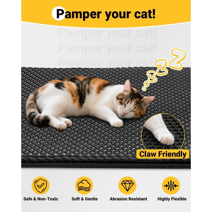 Ycozy Extra Large Cat Litter Mat 90 X 60 cm Kitty Litter Trapping Mat for Litter Box - Honeycomb Black Hole Design - Waterproof, Urine Proof Trapper - Scatter Control, Easy Clean Rug for Litter Tray - Just Closeouts Canada Inc.